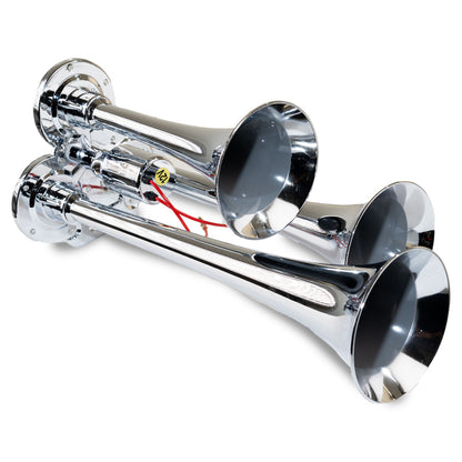 Kleinn Air Horns Kleinn Chrome Triple Horn/ 12.5In/10In/7.5In - Chrome-Plated Zinc Alloy