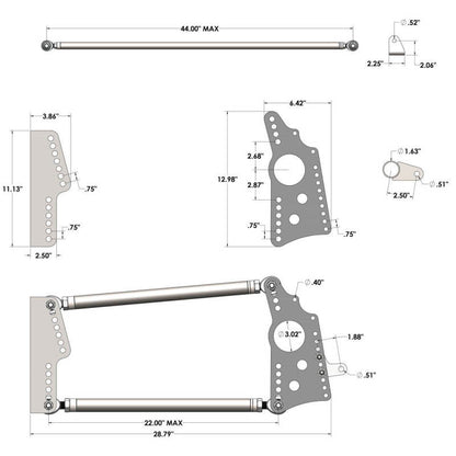 QA1 HD Pro Rear Drag 4-Link System - No Shocks/Springs