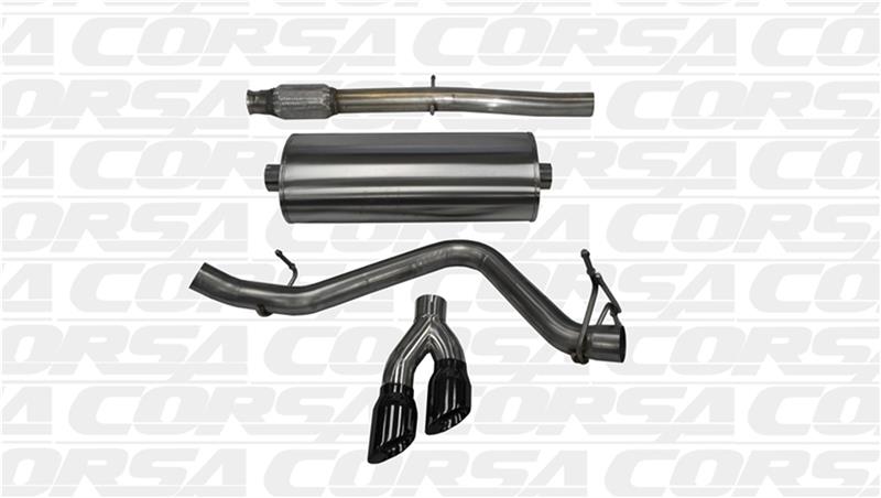 CORSA Performance Corsa 14-19 GMC Sierra/Chevy Silv 1500 Crew Cab/Std. Bed 5.3L V8 Black Sport Single Side CB Exhaust