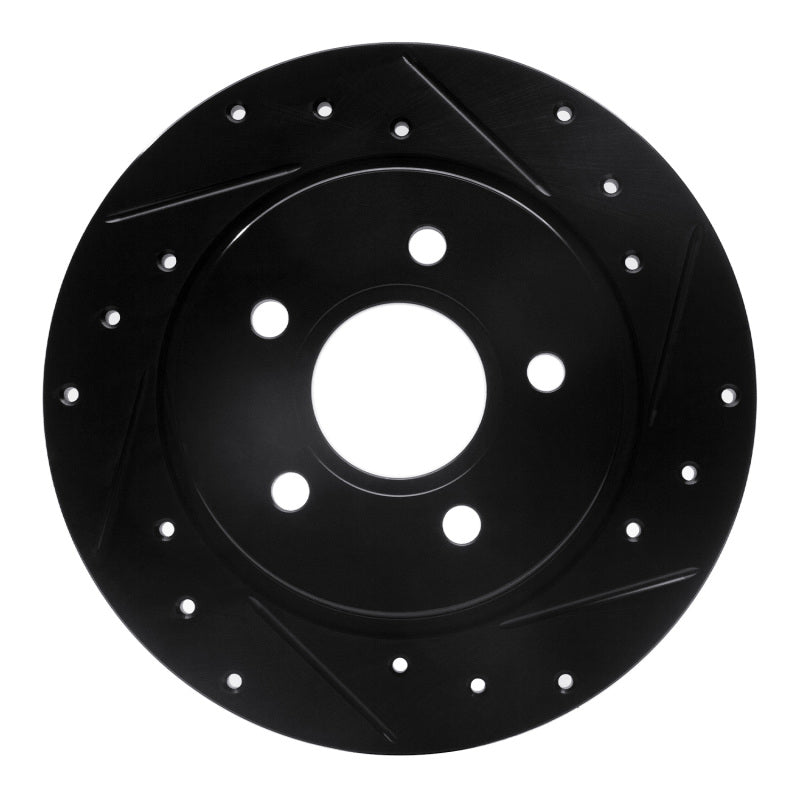 R1 Concepts R1 12-18 Ford Focus Rear Right Drilled & Slotted Black Brake Rotor