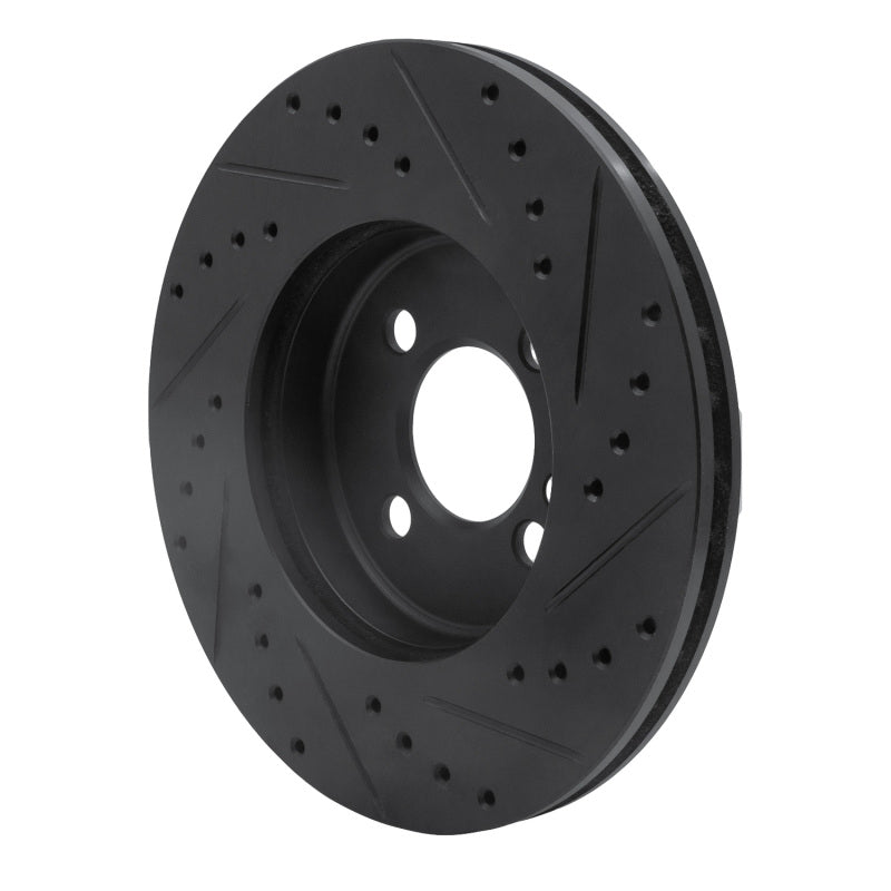R1 Concepts R1 07-15 Mini Cooper Clubman Front Left Drilled & Slotted Black Brake Rotor
