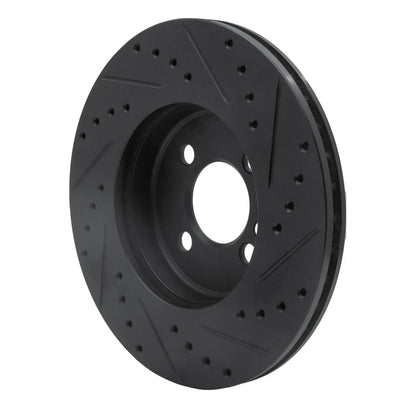 R1 Concepts R1 07-15 Mini Cooper Clubman Front Left Drilled & Slotted Black Brake Rotor