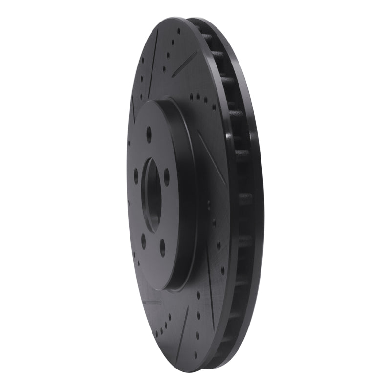 R1 Concepts R1 94-04 Ford Mustang Front Left Drilled & Slotted Black Brake Rotor