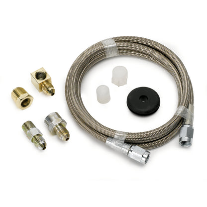 Autometer Braided Stainless Steel Line #3 Dia. 4ft Length -3AN and 1/8in NPTF Fittings