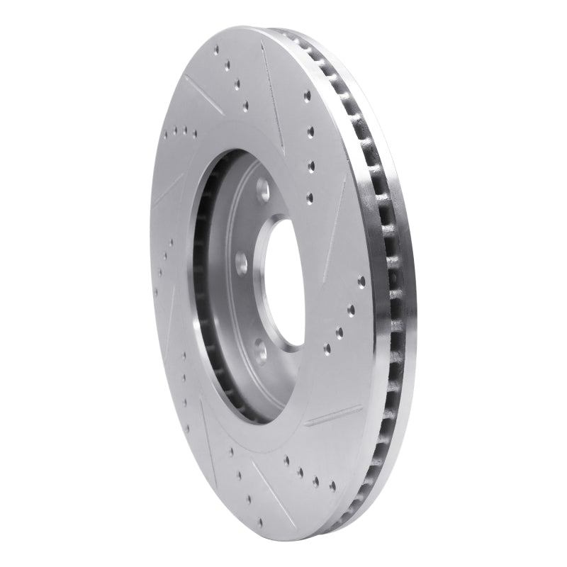 R1 Concepts R1 07-24 Infiniti QX56 Front Left Drilled & Slotted Silver Brake Rotor