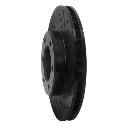R1 Concepts R1 93-98 Toyota T100 Front Right Drilled & Slotted Black Brake Rotor