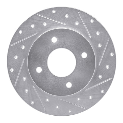 R1 Concepts R1 04-06 Nissan Sentra Rear Right Drilled & Slotted Silver Brake Rotor