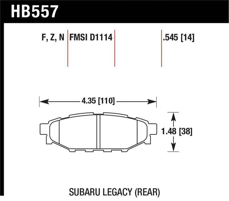 Hawk Performance Hawk 08 WRX Rear Performance Ceramic Street Brake Pads