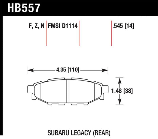 Hawk Performance Hawk 08 WRX Rear Performance Ceramic Street Brake Pads