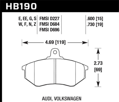 Hawk Performance Hawk 1985 Audi 4000 1.8L S 256mm Rotors Front ER-1 Brake Pads