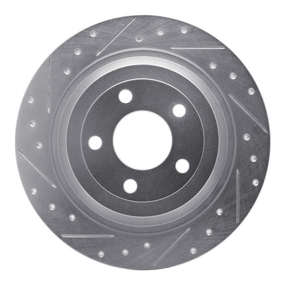 R1 Concepts R1 15-23 Ford Mustang Rear Left Drilled & Slotted Silver Brake Rotor