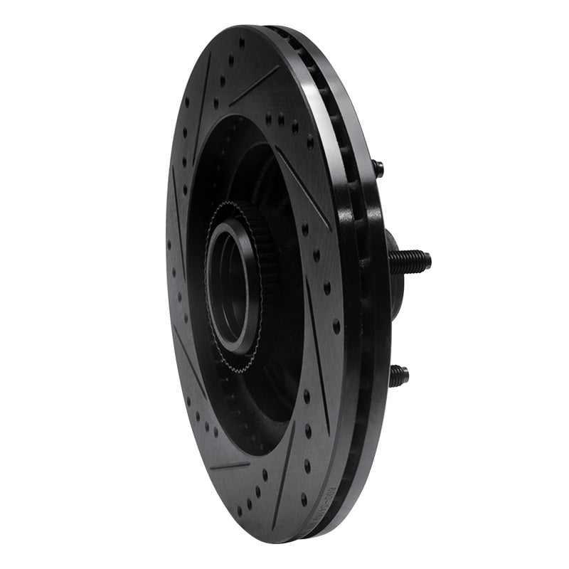 R1 Concepts R1 00-04 Ford F-150 RWD Front Right Drilled & Slotted Black Brake Rotor