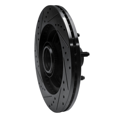 R1 Concepts R1 00-04 Ford F-150 RWD Front Right Drilled & Slotted Black Brake Rotor