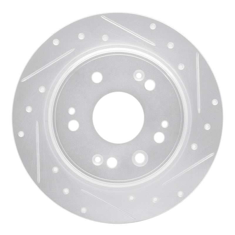 R1 Concepts R1 02-04 Honda CR-V Rear Right Drilled & Slotted Silver Brake Rotor