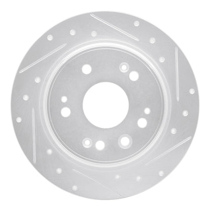 R1 Concepts R1 02-04 Honda CR-V Rear Right Drilled & Slotted Silver Brake Rotor