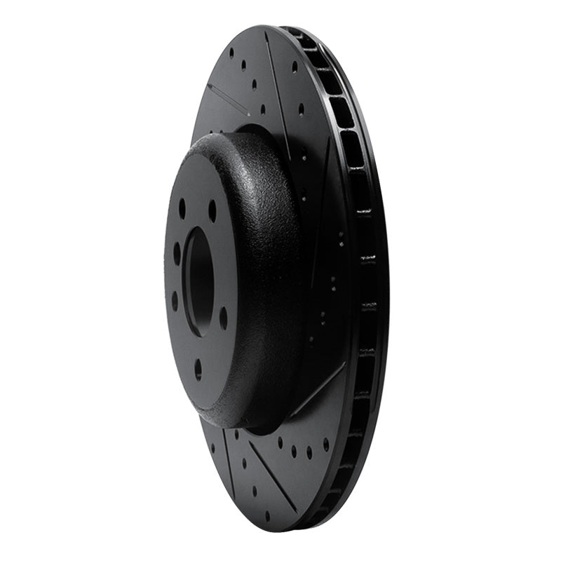 R1 Concepts R1 04-10 BMW 650I Convertible Rear Right Drilled & Slotted Black Brake Rotor