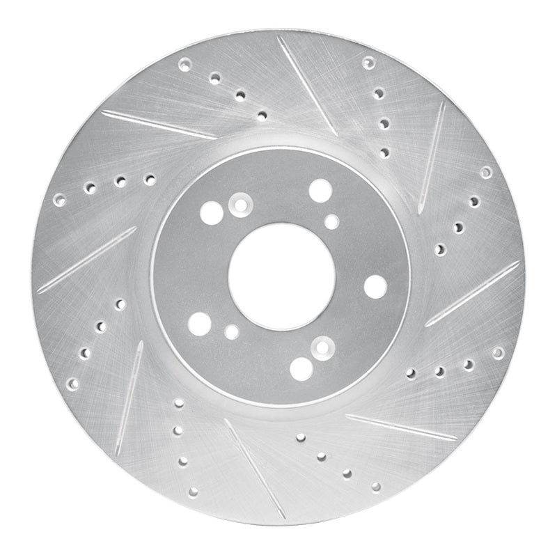 R1 Concepts R1 04-08 Acura TL Front Right Drilled & Slotted Silver Brake Rotor