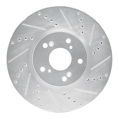 R1 Concepts R1 04-08 Acura TL Front Right Drilled & Slotted Silver Brake Rotor