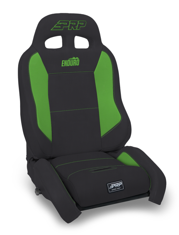 PRP Seats PRP EnduroCrawl Reclining Suspension Seat - Black/Green Vinyl - Driver