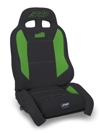 PRP Seats PRP EnduroCrawl Reclining Suspension Seat - Black/Green Vinyl - Driver