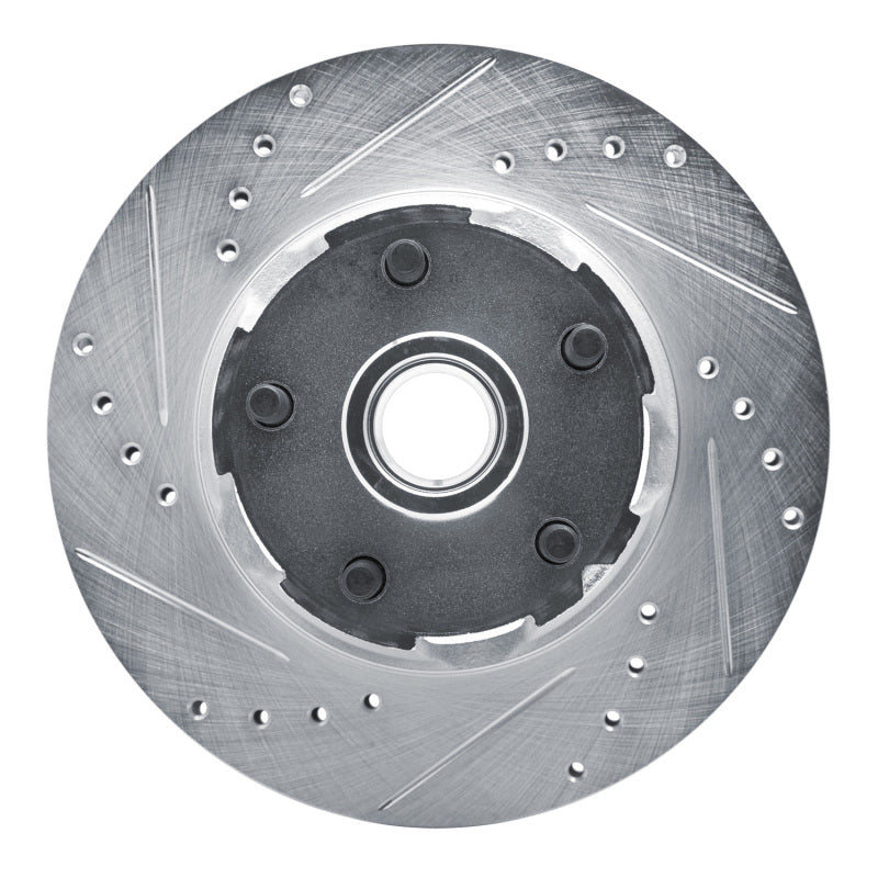 R1 Concepts R1 65-67 Ford Falcon Front Left Drilled & Slotted Silver Brake Rotor