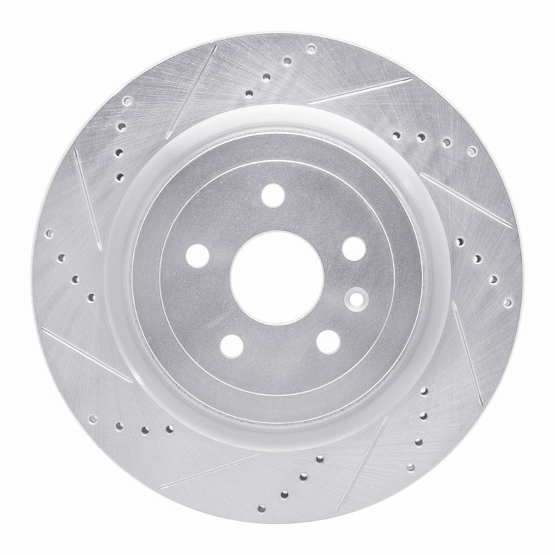 R1 Concepts R1 09-24 Cadillac CTS Rear Left Drilled & Slotted Silver Brake Rotor