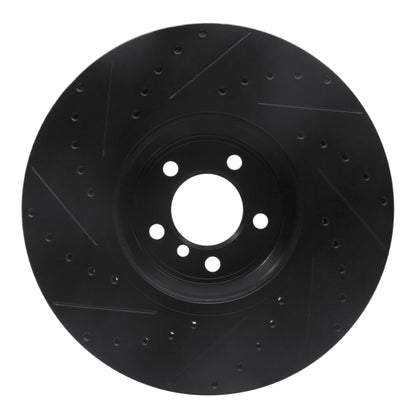 R1 Concepts R1 2007-2008 BMW ALPINA B7 Front Right Drilled & Slotted Black Brake Rotor