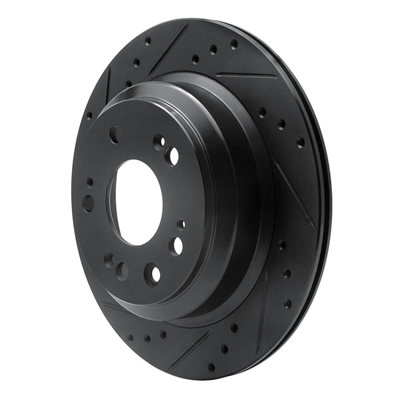R1 Concepts R1 05-12 Acura RL Rear Left Drilled & Slotted Black Brake Rotor