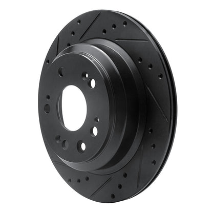 R1 Concepts R1 05-12 Acura RL Rear Left Drilled & Slotted Black Brake Rotor