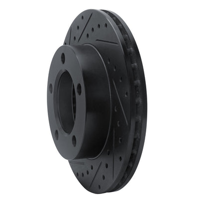 R1 Concepts R1 94-96 Ford F-150 4WD Front Left Drilled & Slotted Black Brake Rotor