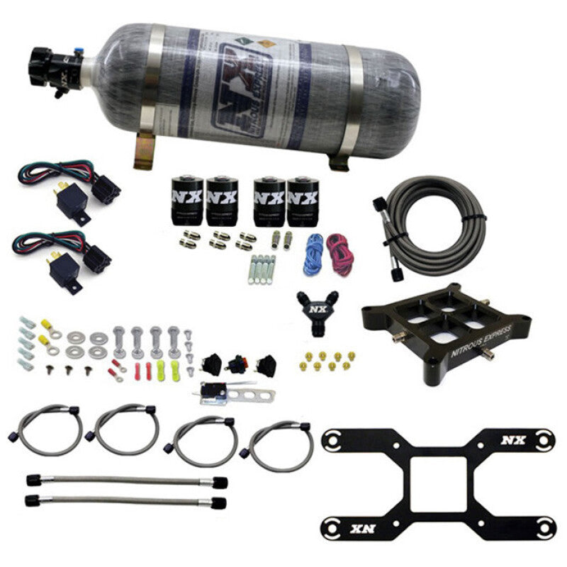 Nitrous Express 4150 Dual Stage Billet Crossbar Nitrous Kit (50-300 & 100-500HP) w/Composite Bottle