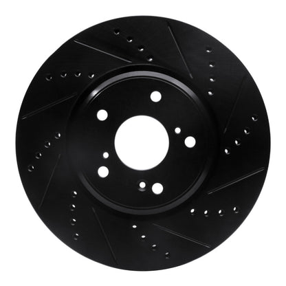 R1 Concepts R1 16-22 Acura ILX Front Right Drilled & Slotted Black Brake Rotor