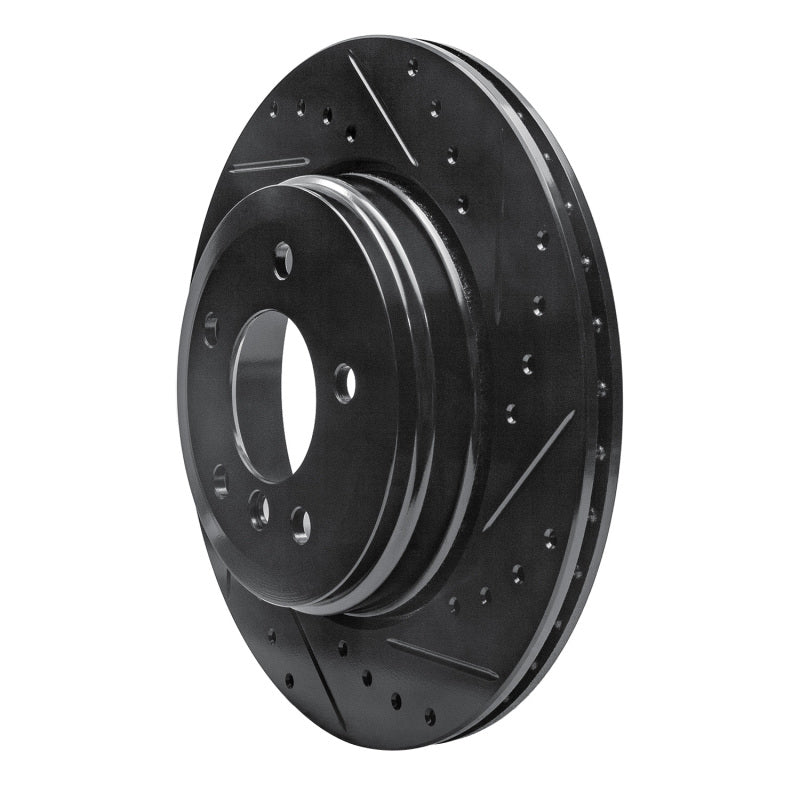 R1 Concepts R1 04-10 BMW 530I Rear Right Drilled & Slotted Black Brake Rotor