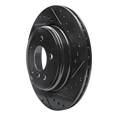 R1 Concepts R1 04-10 BMW 530I Rear Right Drilled & Slotted Black Brake Rotor