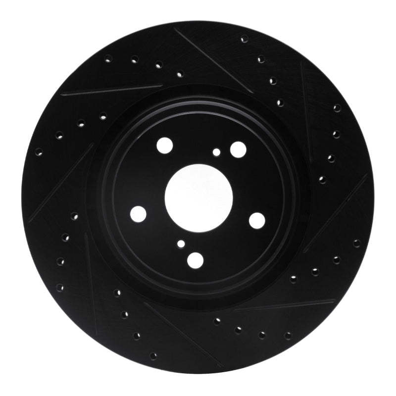 R1 Concepts R1 08-21 Lexus RX350 Front Right Drilled & Slotted Black Brake Rotor