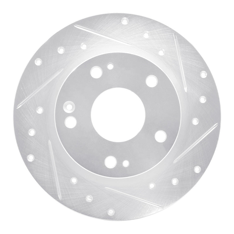 R1 Concepts R1 16-25 Honda Civic Hatchback Rear Right Drilled & Slotted Silver Brake Rotor