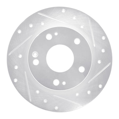R1 Concepts R1 16-25 Honda Civic Hatchback Rear Right Drilled & Slotted Silver Brake Rotor