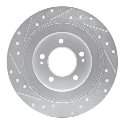 R1 Concepts R1 17-23 Hyundai Kona EV Rear Right Drilled & Slotted Silver Brake Rotor
