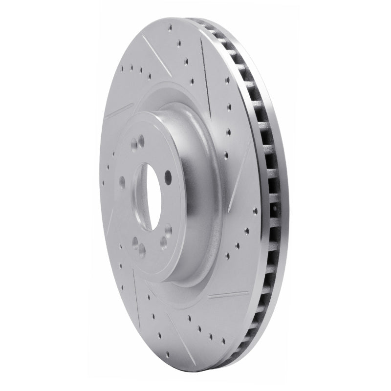 R1 Concepts R1 18-20 Genesis G80 Front Right Drilled & Slotted Silver Brake Rotor