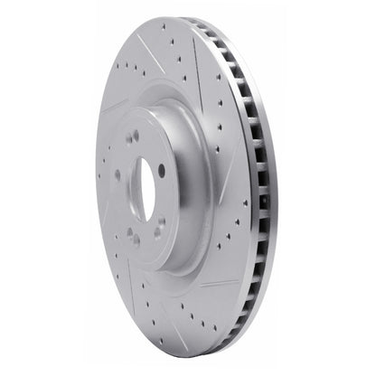 R1 Concepts R1 18-20 Genesis G80 Front Right Drilled & Slotted Silver Brake Rotor