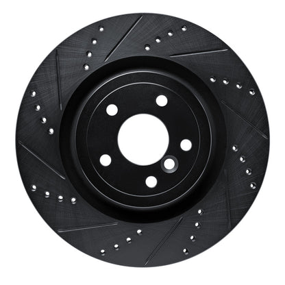R1 Concepts R1 16-24 Jaguar XF Rear Left Drilled & Slotted Black Brake Rotor