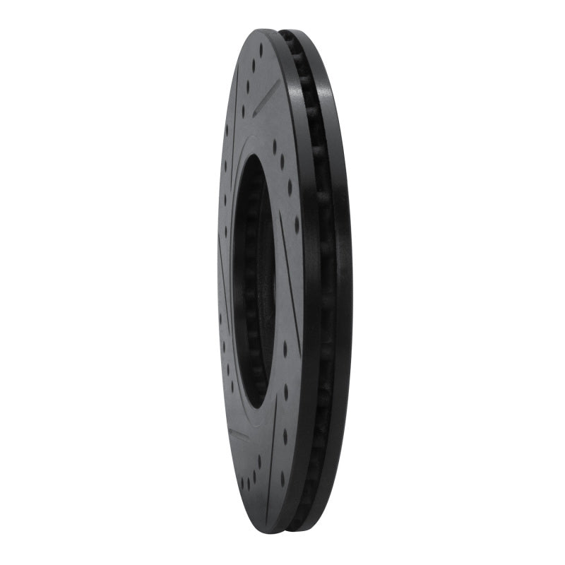 R1 Concepts R1 1984-1989 Nissan 300ZX Front Right Drilled & Slotted Black Brake Rotor