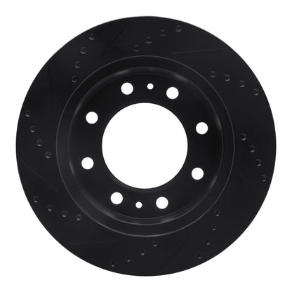 R1 Concepts R1 85-89 Chevrolet P30 Front Right Drilled & Slotted Black Brake Rotor