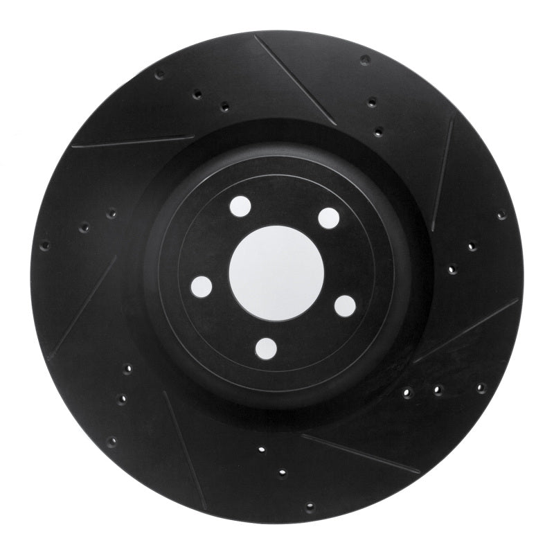 R1 Concepts R1 15-23 Ford Mustang Front Right Drilled & Slotted Black Brake Rotor