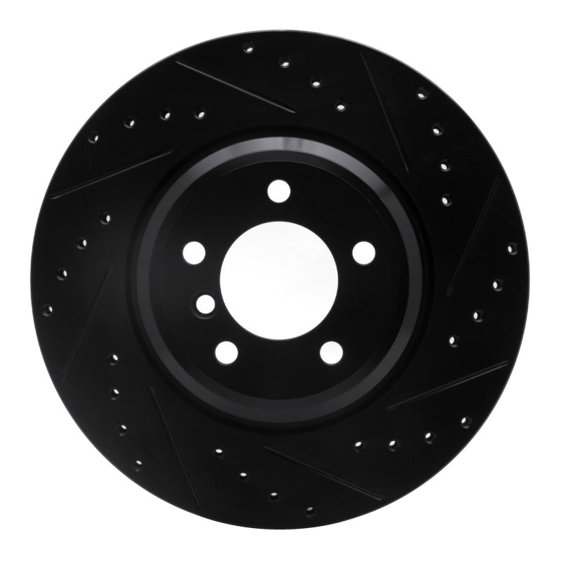 R1 Concepts R1 07-15 BMW 335I Front Right Drilled & Slotted Black Brake Rotor