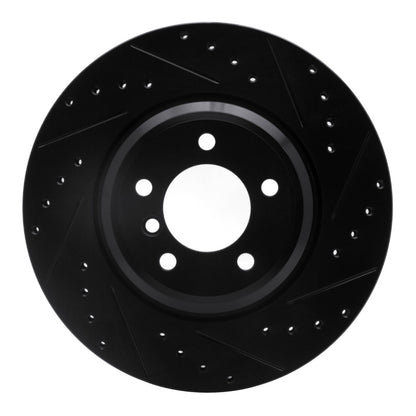 R1 Concepts R1 07-15 BMW 335I Front Right Drilled & Slotted Black Brake Rotor