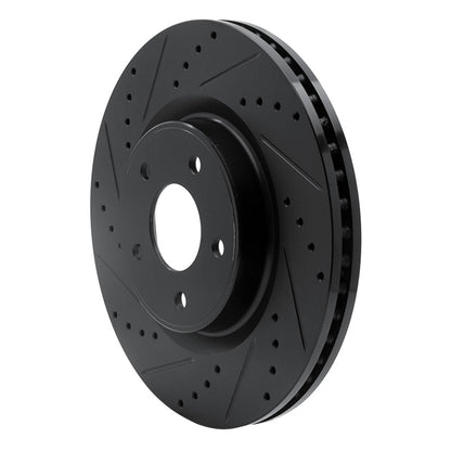 R1 Concepts R1 2013-2025 Infiniti Q50 Front Left Drilled & Slotted Black Brake Rotor