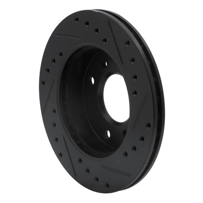 R1 Concepts R1 89-96 Nissan 240SX Front Left Drilled & Slotted Black Brake Rotor
