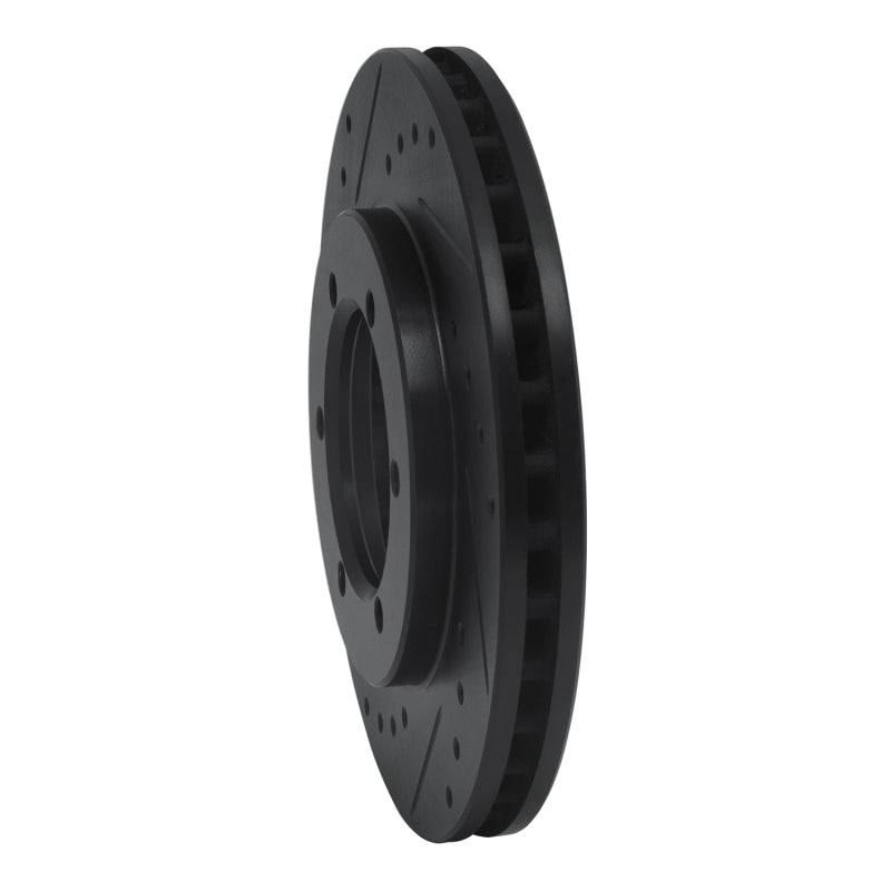 R1 Concepts R1 98-15 Nissan Frontier Front Left Drilled & Slotted Black Brake Rotor