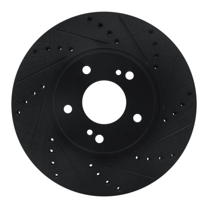 R1 Concepts R1 97-01 Infiniti Q45 Front Right Drilled & Slotted Black Brake Rotor